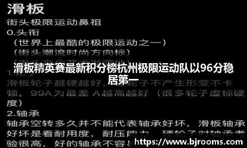 滑板精英赛最新积分榜杭州极限运动队以96分稳居第一